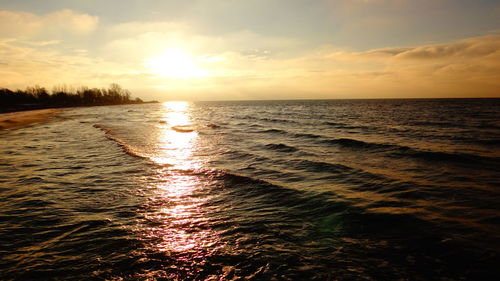 Scenic view of sea at sunset