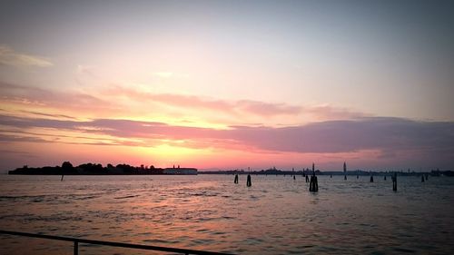 Scenic view of sea at sunset