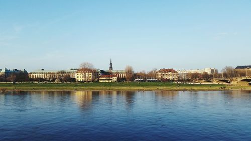 View of river with buildings in background