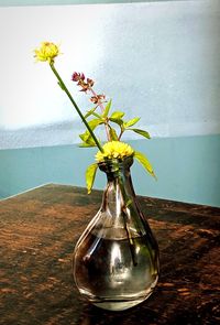 Close-up of flower vase on table