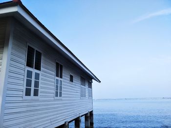 House by sea against sky