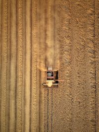 High angle farm machine working field crops 