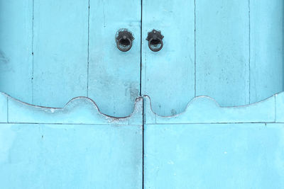 Full frame shot of closed blue door