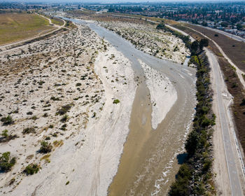 High angle view of road passing through landscape