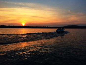 Scenic view of sunset over sea