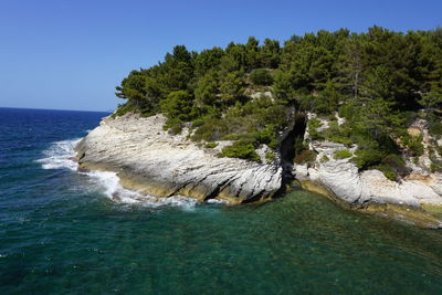 Scenic view of sea against clear sky