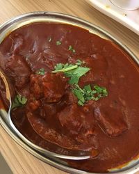 High angle view of meal served in bowl