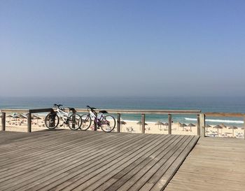 Scenic view of sea against clear sky