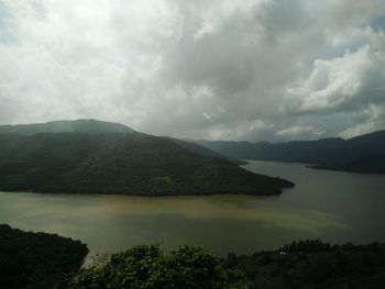 Scenic view of lake against sky