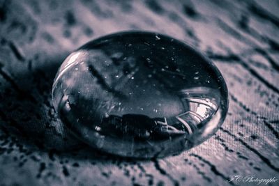 High angle view of water on table