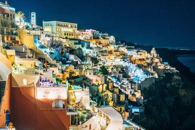 Aerial view of city at night