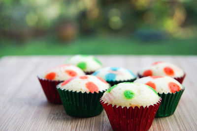 Cup cake on wooden table