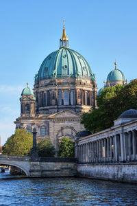 View of temple building against clear sky