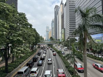 High angle view of city street