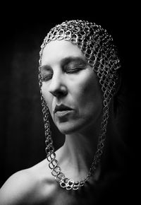 Portrait of woman with metal cap xvi
