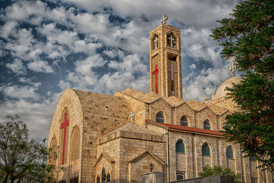 Low angle view of traditional building against sky