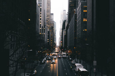 Traffic on road in city at night