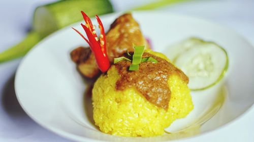 Close-up of meal served in plate