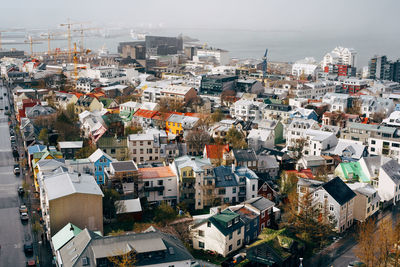 High angle view of townscape against sky