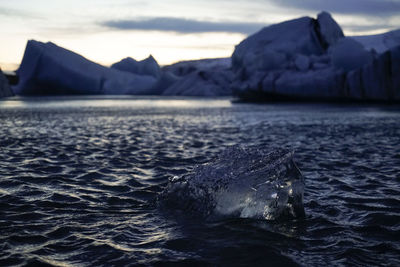 Ice at twilight at 'diamond beach'