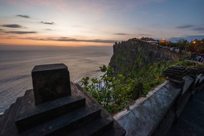 Scenic view of sea during sunset in uluwatu