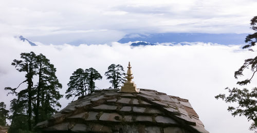 Low angle view of temple against sky