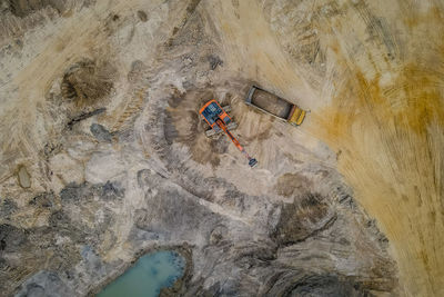 High angle view of rock formations on land