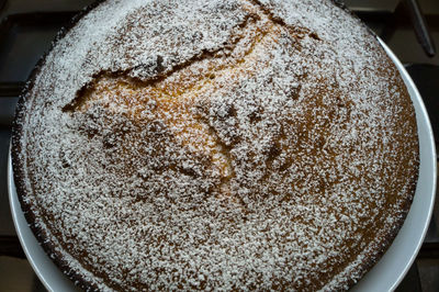 High angle view of cake in plate