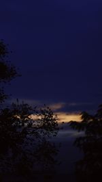 Low angle view of silhouette trees against sky at sunset