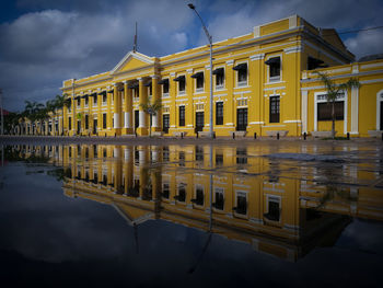 Reflection of building in lake