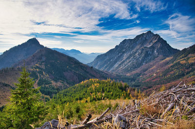 Scenic view of mountains against sky