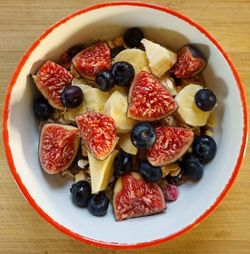 High angle view of breakfast served in bowl