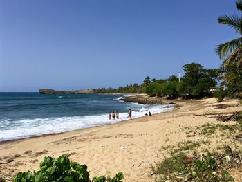 Scenic view of sea against clear sky