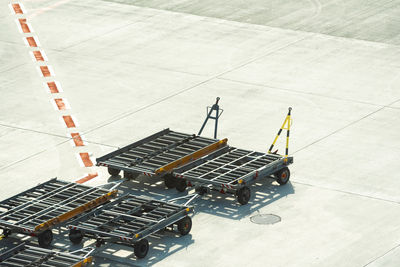 High angle view of equipment on airport