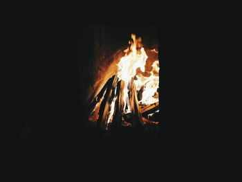 Close-up of fire in the dark