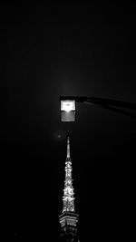 Low angle view of illuminated building at night