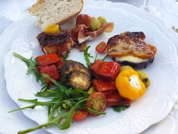 Close-up of food served in plate