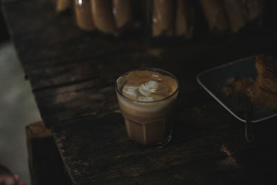 High angle view of coffee on table