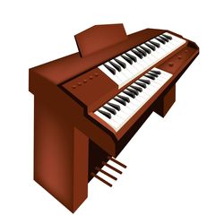 Low angle view of piano against white background