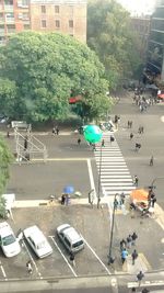 People walking on city street