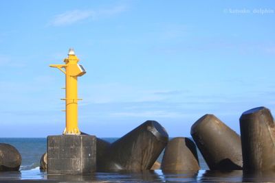 View of sea against blue sky