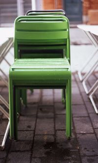 Close-up of empty chairs