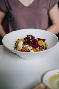 Close-up of dessert in plate on table