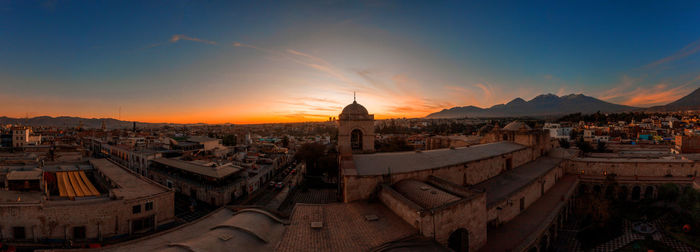 Panoramic view of san francisco church and monastery, san francisco plaza, arequipa, peru