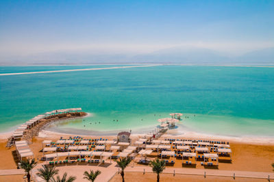 High angle view of beach against sky