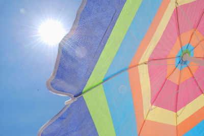 Low angle view of umbrella on sunny day