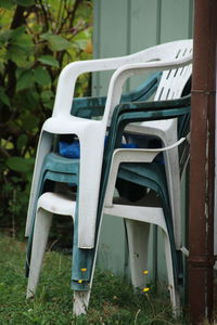 Empty chair in lawn
