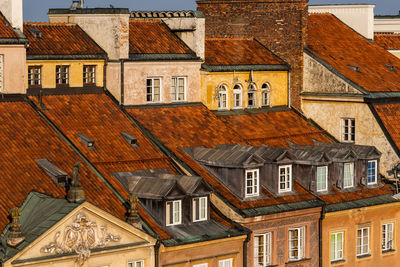 High angle view of residential buildings