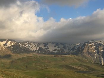 Scenic view of mountains against sky