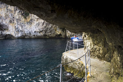 Scenic view of rock formation in sea